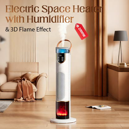2000W Electric Space Heater with Humidifier & 3D Flame Effect