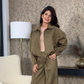 Women's Zip-Up Jacket & Wide-Leg Pants Two-Piece Set