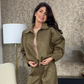 Women's Zip-Up Jacket & Wide-Leg Pants Two-Piece Set