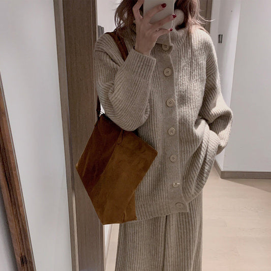 Women's Relaxed Fit High-Neck Sweater Lounge Set