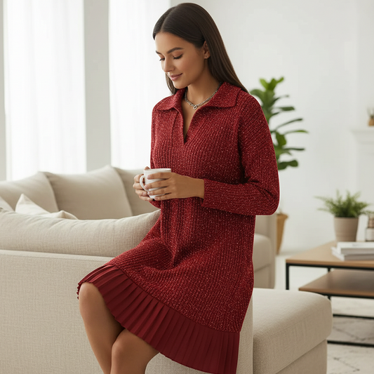 Women’s Sparkle Lapel A-Line Short Dress | Chic & Shimmering