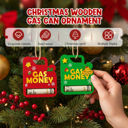 2PCS Christmas Wooden Gas Can Ornament