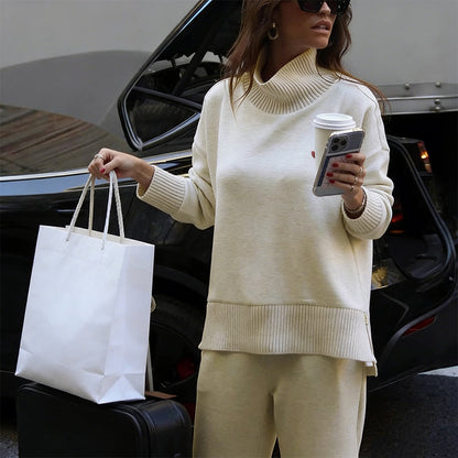 ⏳Limited-time 49% OFF⏰High-Neck Side-Zip Sweatshirt & Pants Set