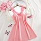 Women's Satin Floral Strap Slip Mini Dress