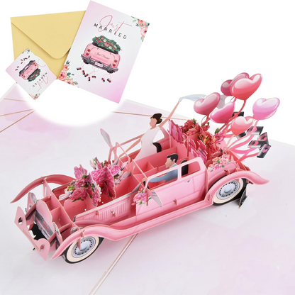 🔥Limited-time offer-3D Pop-Up Wedding Car Greeting Card