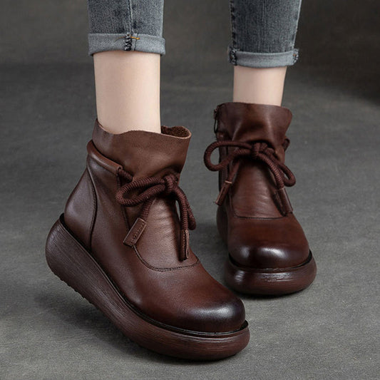Women's Platform Ankle Boots with Side Zipper