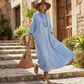 Women's Cowl Neck Long Sleeve Pocket Maxi Dress