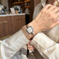 Chic Open-Cuff Bangle Watch with Square Dial