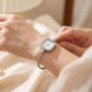 Chic Open-Cuff Bangle Watch with Square Dial