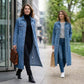 📢📢49% OFF !!!⏰Women’s Casual Longline Button-Up Denim Coat