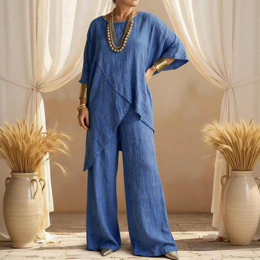 🔥🎁New arrival 49% OFF💥Women's Two-Piece Loose Fit Outfit with Asymmetrical Top