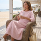 Women's Casual Loose Midi Dress with Embroidery