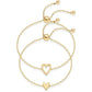 14K Gold Plated Adjustable Matching Bracelets for Women – Heart Charm and BFF Friendship Styles