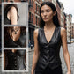 Women’s PU Leather V-Neck Button-Front Vest