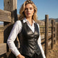 Women’s PU Leather V-Neck Button-Front Vest