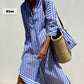 Loose Striped Half Sleeve Shirt Dress