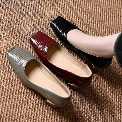 Women's Snakeskin Pattern Block Heel Pumps