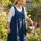Women's Button-Front Pinafore Maxi Dress