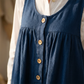 Women's Button-Front Pinafore Maxi Dress