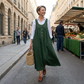 Women's Button-Front Pinafore Maxi Dress