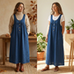 Women's Button-Front Pinafore Maxi Dress