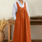 Women's Button-Front Pinafore Maxi Dress