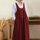 Women's Button-Front Pinafore Maxi Dress