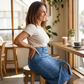 High-Waist Button-Front Denim Skirt