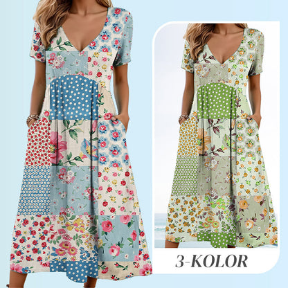 🌊SUMMER HOT SALE £19.99!!👙Women's V-neck dresses with short sleeves in patterned designs