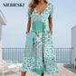 🌊SUMMER HOT SALE £19.99!!👙Women's V-neck dresses with short sleeves in patterned designs