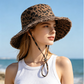 Leopard Print Sun Protection Bucket Hat for Women