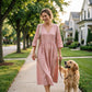 Women's V-Neck 3/4 Sleeve Maxi Dress