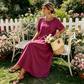 Women's Button-Front Short Sleeve Maxi Dress