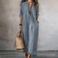 Women's Striped V-Neck Maxi Dress