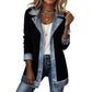 SCONTO DEL 50%! ⭐ Elegante cappotto da donna in denim con inserto in maglia a coste