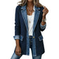 SCONTO DEL 50%! ⭐ Elegante cappotto da donna in denim con inserto in maglia a coste