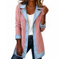 SCONTO DEL 50%! ⭐ Elegante cappotto da donna in denim con inserto in maglia a coste