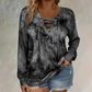 🔥SCONTO DEL 50%! 👚Top da donna con scollo a V, lacci e stampa tie-dye