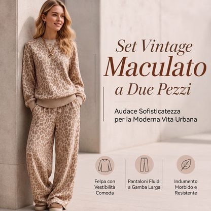⏰  Sconto del 50% di cambio stagione – qualità a metà prezzo! ✨Set da donna con felpa stampa leopardata e pantaloni a gamba larga