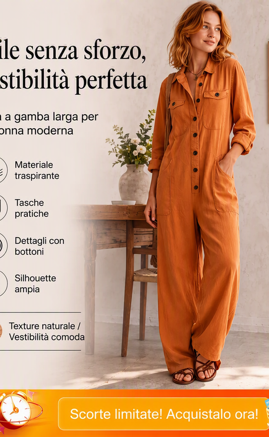 🍂🛍️Sconto del 50%！🏷️Tuta cargo ampia da donna