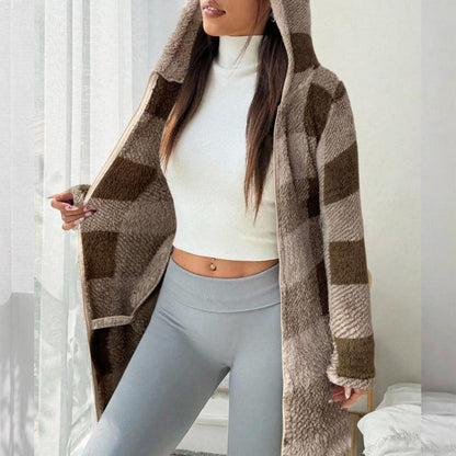 ⏰ Ultimo Giorno di Saldi – SCONTO 50% ✨Giacca con cappuccio da donna in tartan con zip