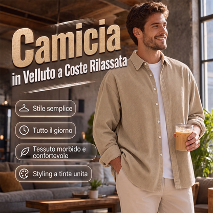 🔥 Solo oggi: 50% di sconto! Camicia casual da uomo in velluto a coste con bottoni