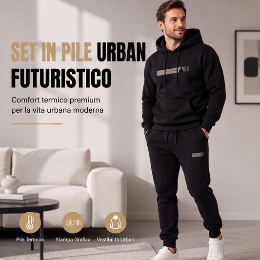 Set da 2 pezzi da uomo: felpa con cappuccio e pantaloni della tuta
