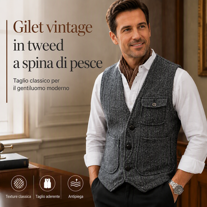 🔥SCONTO DEL 50%! 👔Gilet vintage casual da uomo, con scollo a V