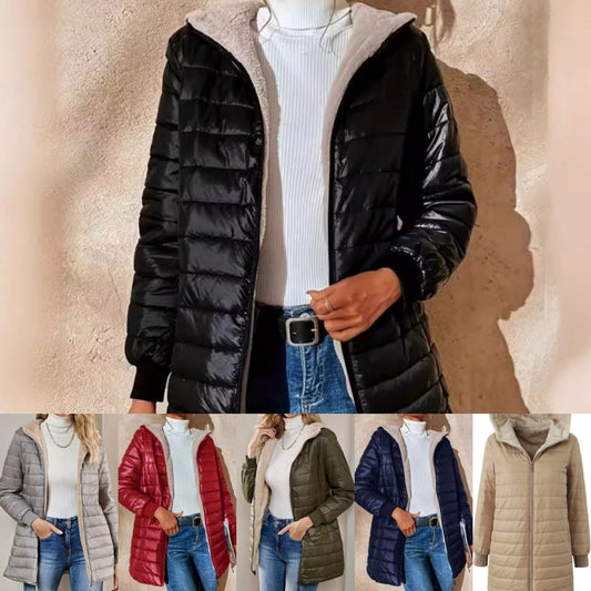 🔥SCONTO DEL 50%! 👚Cappotto invernale da donna trapuntato con cappuccio e cerniera, caldo