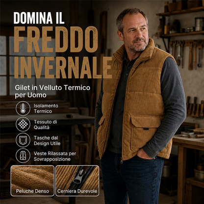 ⏰ Ultimo Giorno di Saldi – SCONTO 50% ✨Gilet Imbottito in Velluto a Coste Rinforzato da Uomo