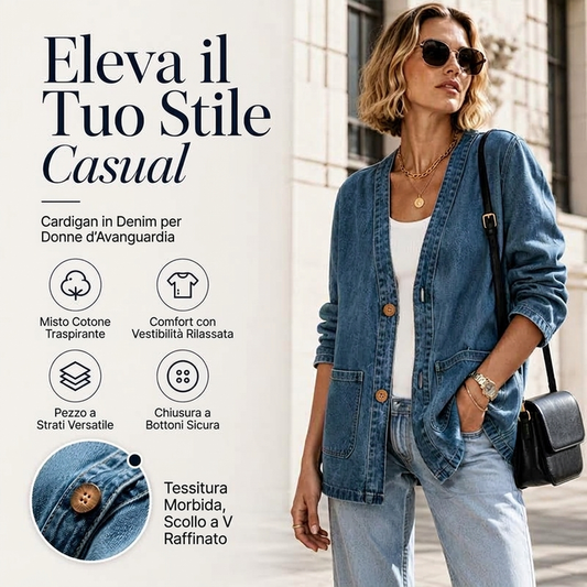 ⏰ Ultimo Giorno di Saldi – SCONTO 50% ✨Cardigan di jeans casual da donna con scollo a V