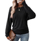 Maglione maglia da donna casual e ampia, con girocollo, maniche lunghe, spalle scese, maniche a pipistrello e arricci laterali