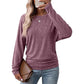 Maglione maglia da donna casual e ampia, con girocollo, maniche lunghe, spalle scese, maniche a pipistrello e arricci laterali