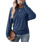 Maglione maglia da donna casual e ampia, con girocollo, maniche lunghe, spalle scese, maniche a pipistrello e arricci laterali